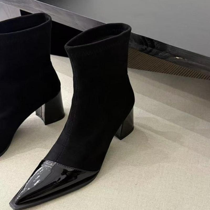 Leopard Women Ankle Boots Sexy Pointed Toe High Heels Shoes Suede Designer 2025 Trend New Winter Chelsea Boots Pumps