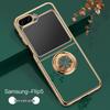 Samsung Z Flip7 Foldable Phone Case: Electroplated Magnetic Stand & Finger Ring Protective Cover
