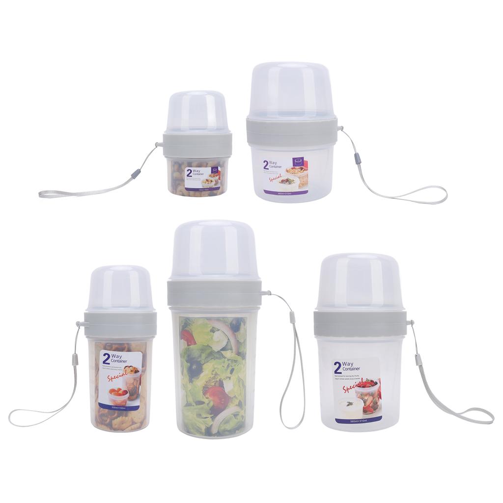Double Layer Food Storage Cup Microwave Safe Sealed Dispenser Portable Yogurt Container for Salad Fr