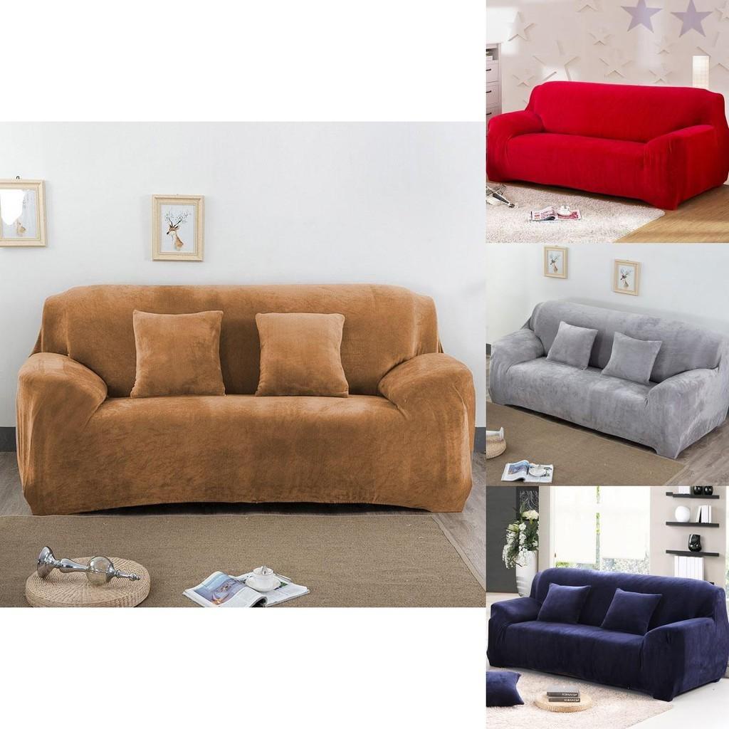 Comfortable Stretch Sofa Slipcover Soft Thick Velvet Protector For 1-4 Seat Furniture