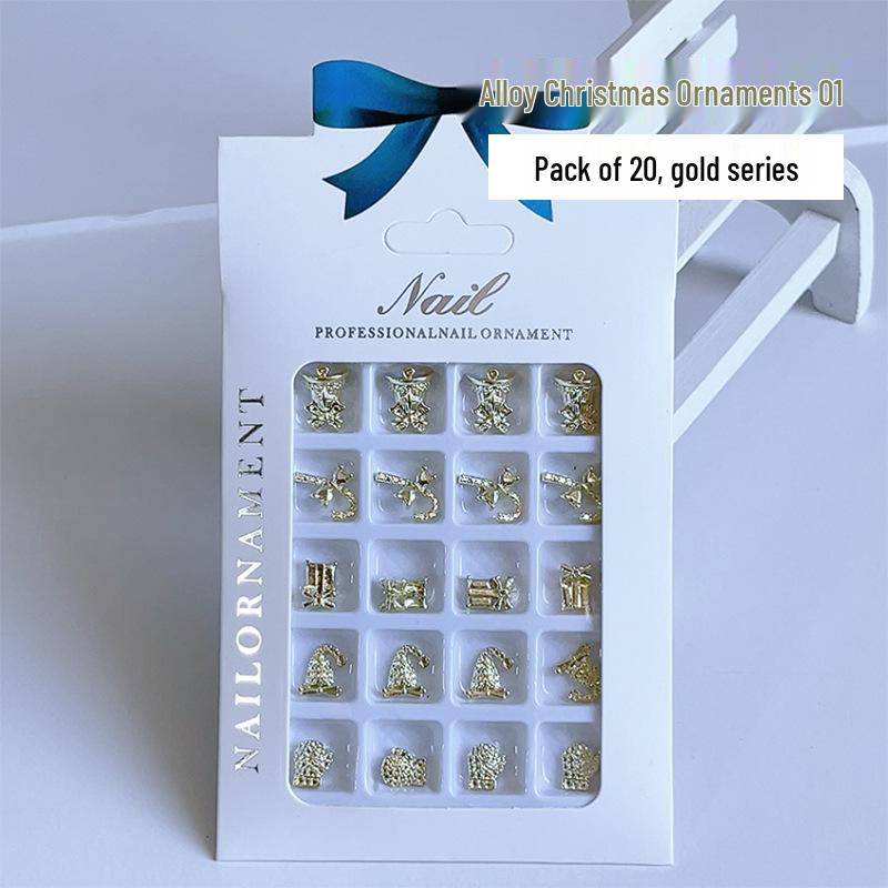 Silver Alloy Christmas Bow Nail Decorations: Light Luxury Styles with Snowflake & Bell Designs