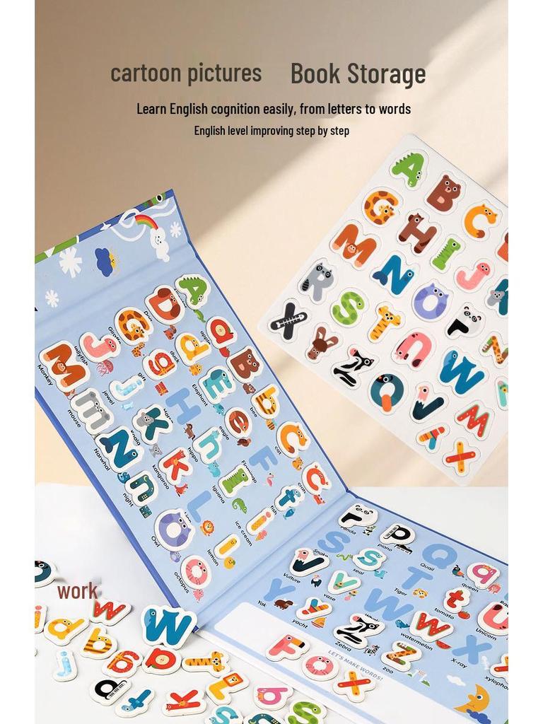 English Alphabet Puzzle Cards: Educational Toy for Kids - Spelling, Magnets & Cognition