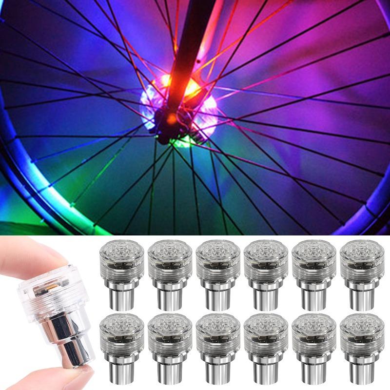 LED Bicycle Wheel Fluorescent Light Motorcycle Tire Valve Light Cover Decoration Neon Electric Car Modification Accessories