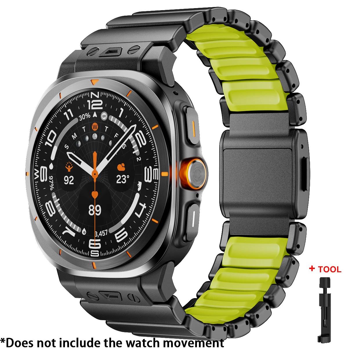 

Man Stainless Steel Strap for Samsung Galaxy Watch Ultra 2025 No Gaps Metal Rubber Band for Samsung Galaxy Watch Ultra 47mm 2025 Watch Ultra 47mm