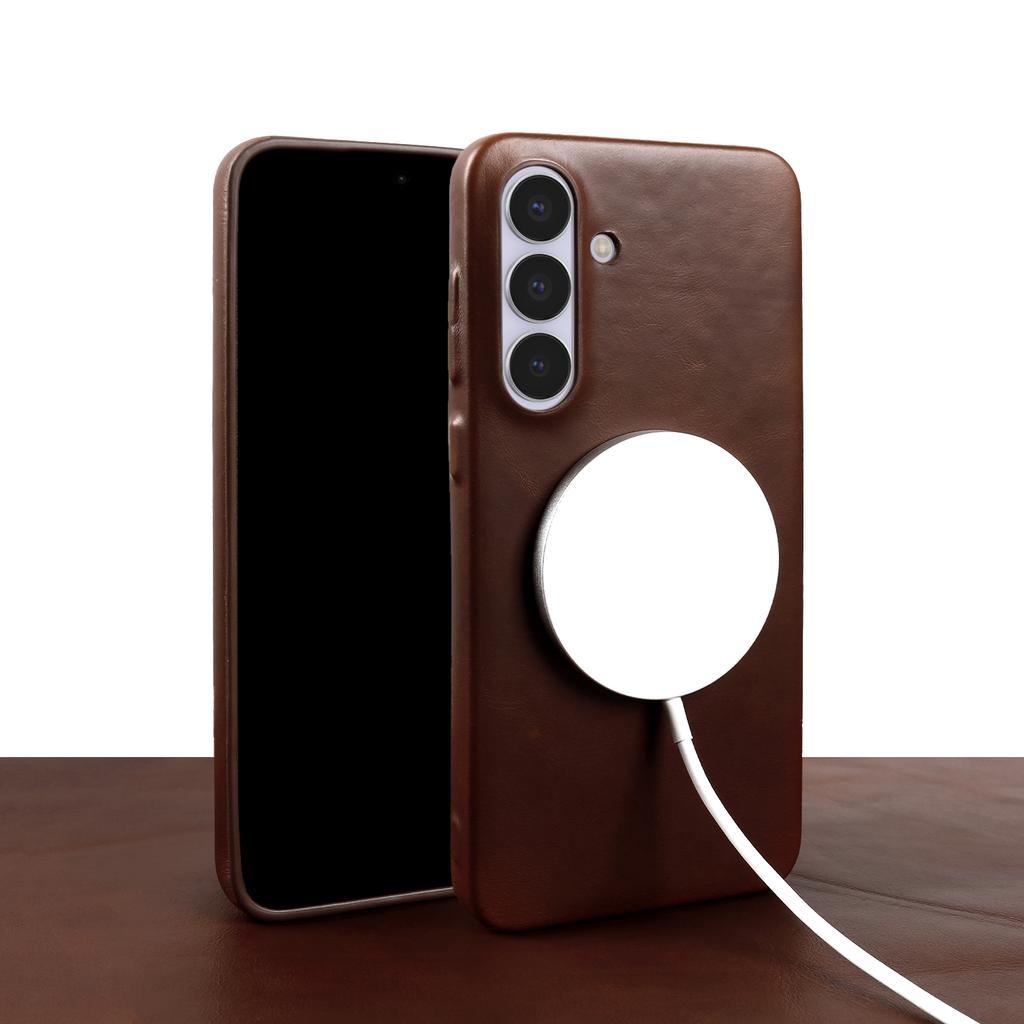 For  Magnetic Genuine Leather Case For Samsung Galaxy S2 FE S24 Plus S23 Ultra S22 S21 S20 Note20 Ultra Phone Back Cover