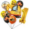 9pcs Construction Vehicle Latex Balloon Excavator Crane Number Balloons For Boy Construction Birthday Party Decoration Gifts Sup