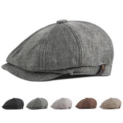 Primavera Verano hombres octogonal Herringbon boina Newsboy Cap Retro estilo británico gorras planas boinas transpirables