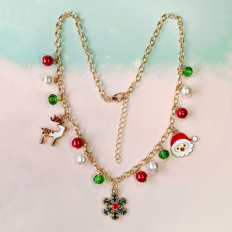 Christmas Necklace: Santa, Bells, Snowflake, Christmas Tree Alloy Pendant