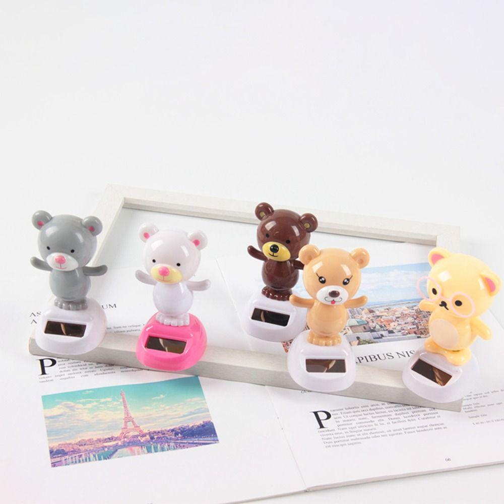 Shaking Head Grizzly Car Solar Decoration Animal Car Solar Dancing Toy  Car Decora Interior