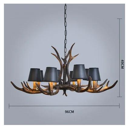 Retro Style Antler Resin With Lampshade Chandelier For Living Room Dining Room Sweep Gold Spray Paint Indoor Modern Home Decor
