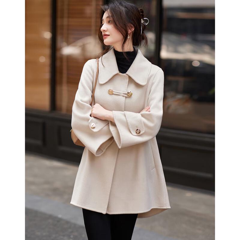 Si Shui Nian Hua Women's Elegant Mid-Length Wool Blend Coat