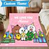 Custom Name Happy Birthday Brown Bear Rug for Living Room, Game Rooms, Office, Bedroom, Floor Mat Playful Design, fan gifts Christmas decor