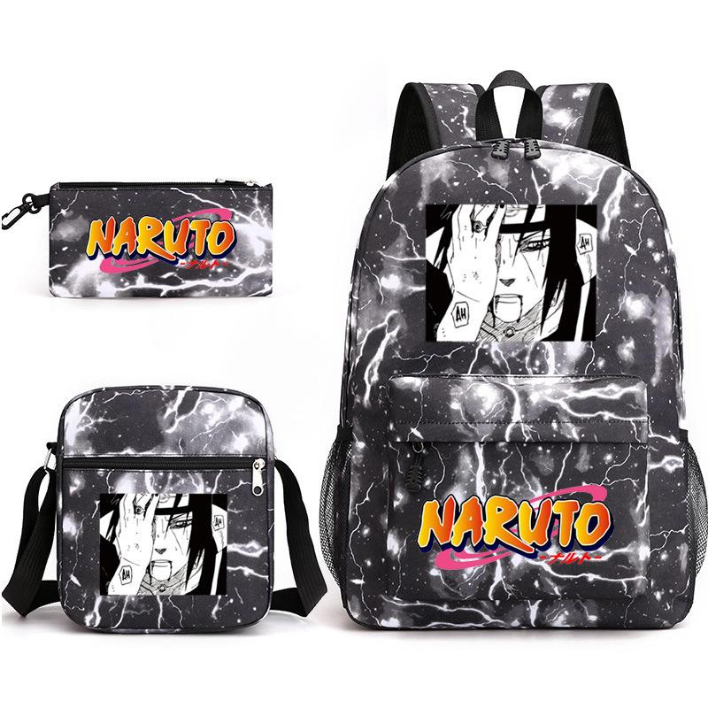 Large Capacity Schoolbag with Shoulder Strap; Student Three-piece Pencil Case Set