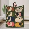 Guinea Pig Fleece Blanket, Colorful Cavies, Cottagecore Room Decor (300g Flannel)