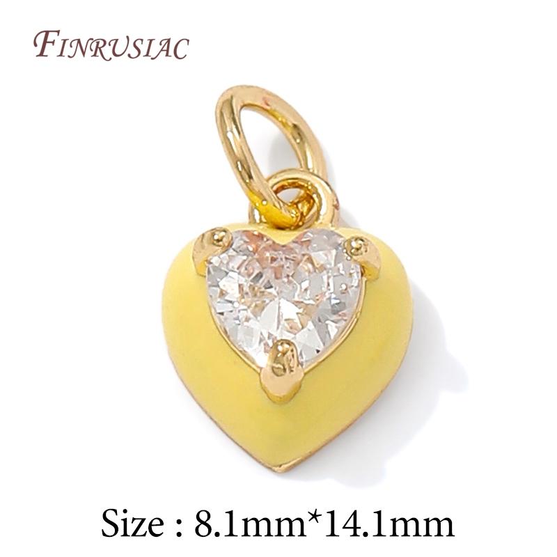 14K Gold Plated Enamel Charms with CZ Crystal,Heart Moon Pendant For DIY Jewelry Making,DIY Bracelet Necklace Earring Supplies