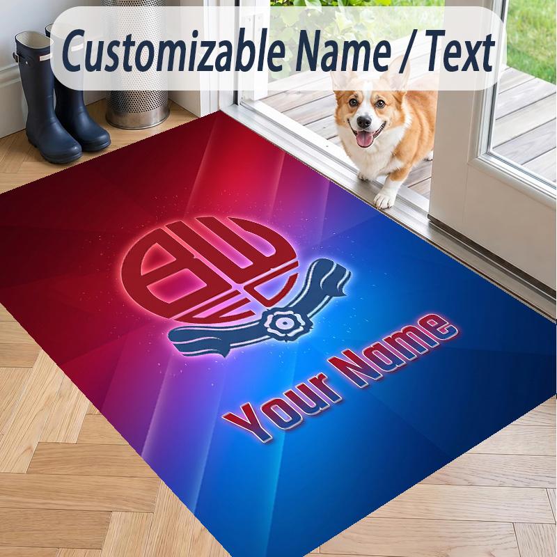 Custom Text Printed Rug Bolton Wanderers FC Non Slip Floor Carpet For Home Room Decor