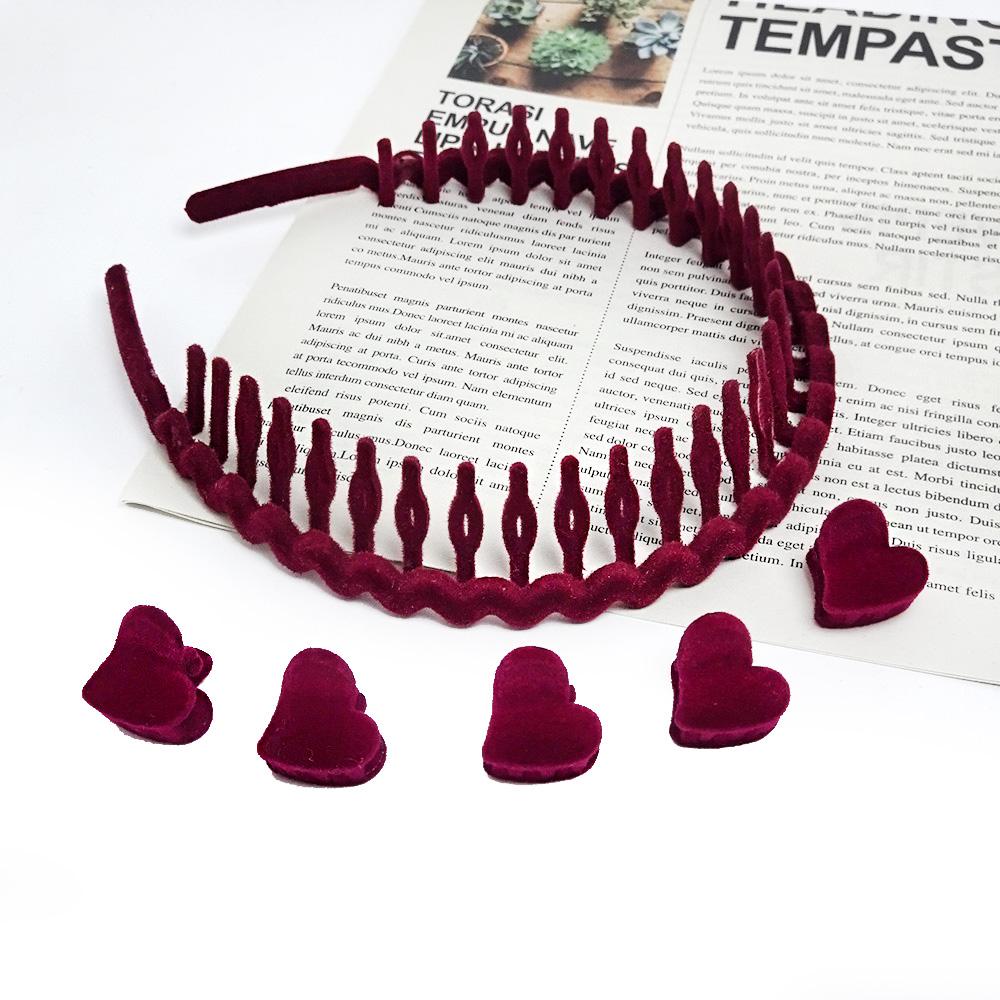 6Pcs/Set Fabric Red Black Plastic Small 2cm Hair Claw Hair Crabs for Girls With Non-Slip Teeth Hair Hoops Accessories For Women