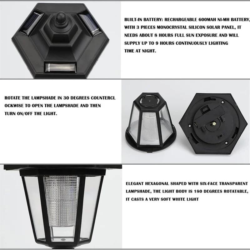 2pcs Solar LED Wall Lamp Outdoor Solar Lamp Powered Sunlight Wall Light Waterproof Motion Sensor Street Light Garden Decoration Hexagonal Palace Lamp