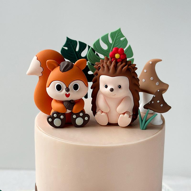 Waldtier Kuchen Topper Dschungel Party Kinder Erster Geburtstag Party Kuchendekoration Igel Eichhörnchen Reh Kuchen Einstecker