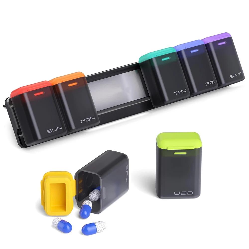 Weekly Pill Organizer Magnetic Removable Pill Box 7 Day 1 Time a Day Large Travel Pill Case Week Once Daily Medication Dispenser
