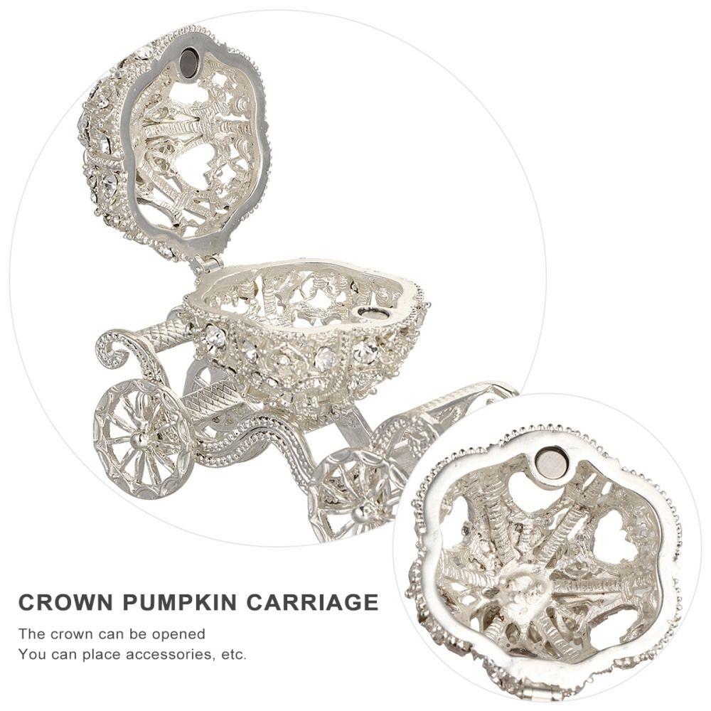 Silver Pumpkin Car Jewelry Box Hand-set  Pumpkin Carriage Creative   Women Girls