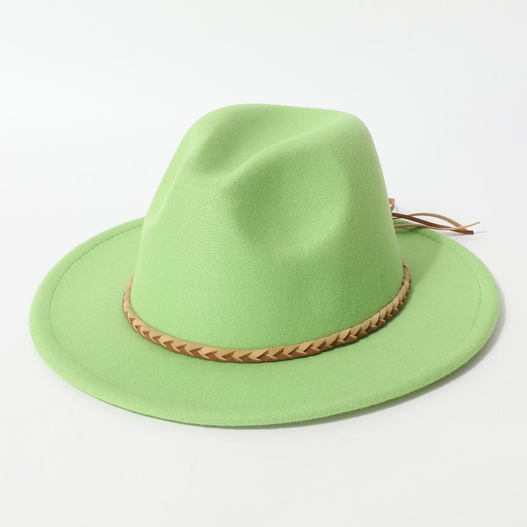 Western cowboy hat, vintage wide-brimmed jazz woolen hat, men's ribbon felt hat, Mongolian street dance Tibetan knight hat