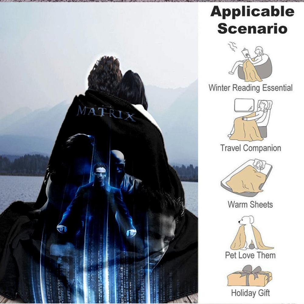 1pc Matrix, Neo Blanket Lightweight Flannel Throw For Sofa, Bed, Travel, Livingroom, Office, Couch, Chair, And Bed