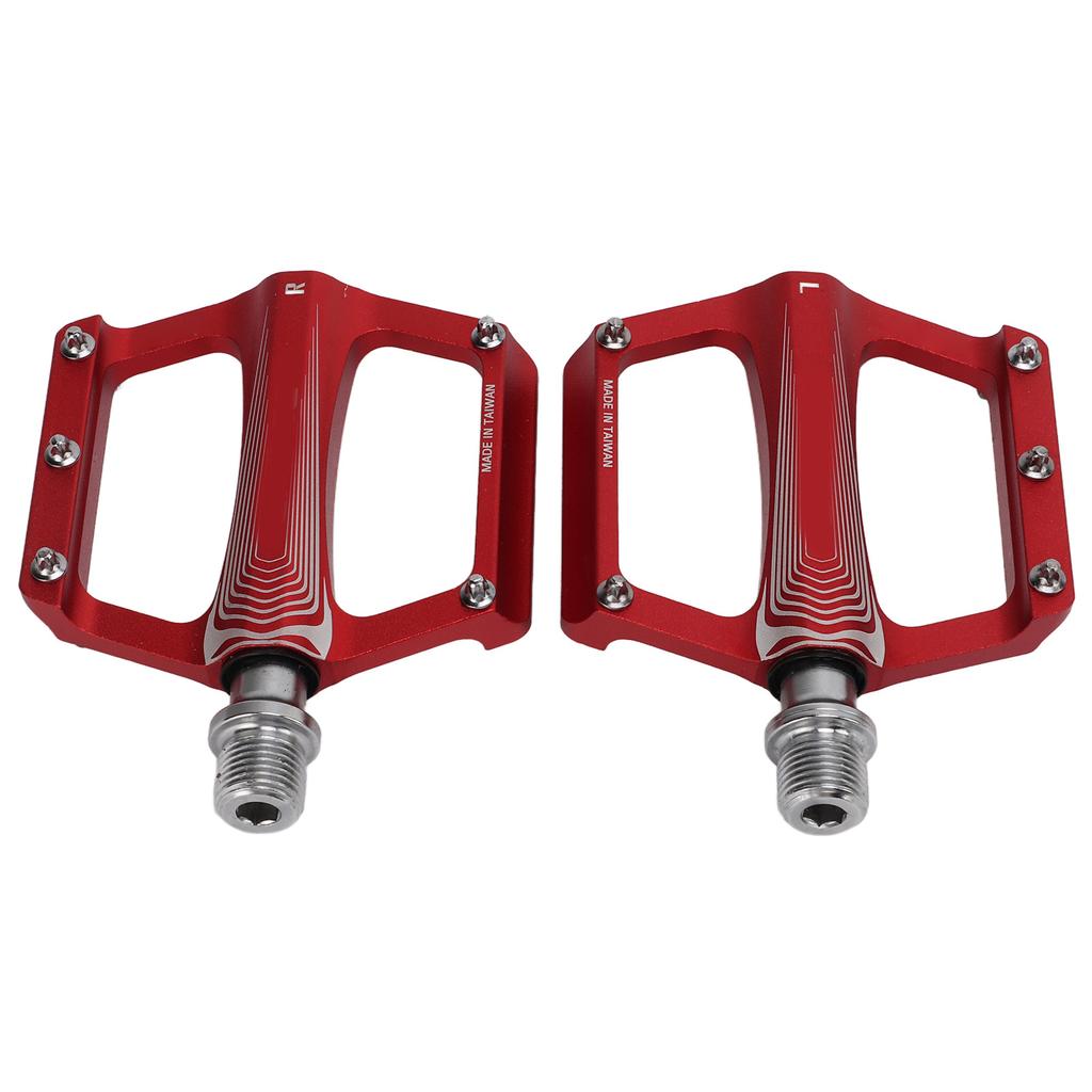 Enlee Bicycle Pedals Aluminum Alloy DU Bearing Bike Flat Pedal for Road Mountain BikesRed