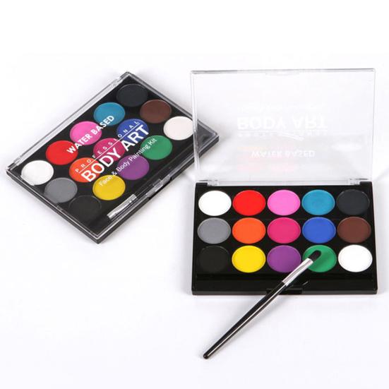 15 Colors Artist Washable Kids Face Watercolor Paint Solid Pigment Makeup Tool