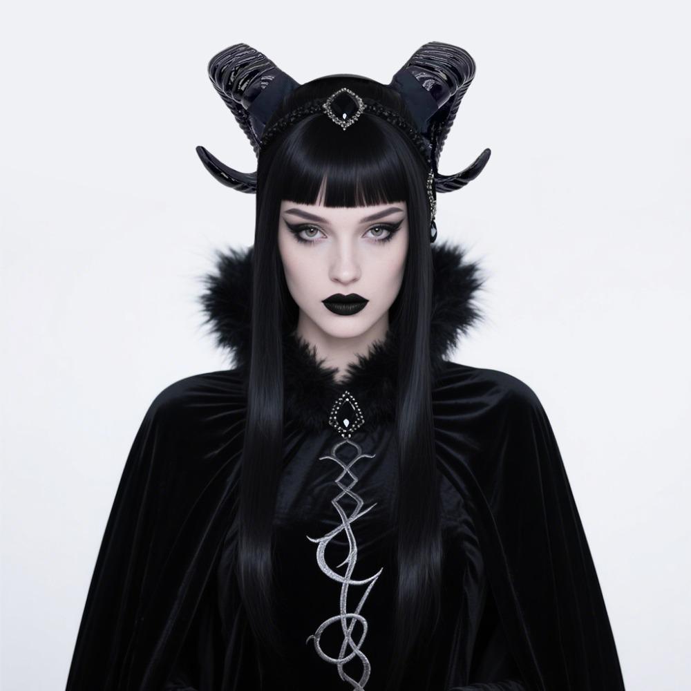 Artificial Black Demon Horn Headwear Realistic Goat Horn Hair Hoop  Children