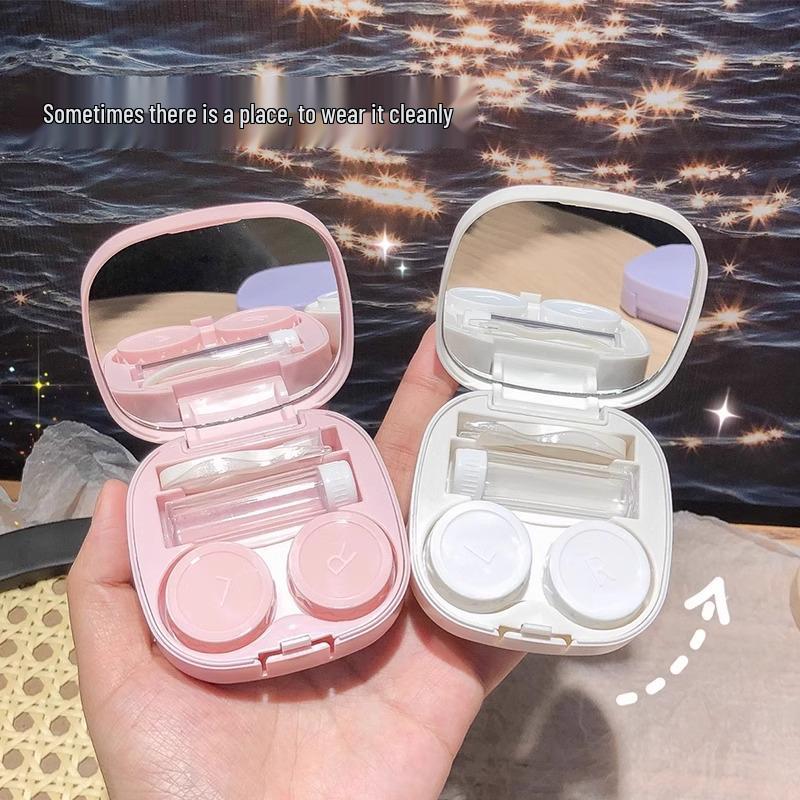 Portable Macaron-Style Contact Lens Case with Mirror - Ideal for Students & Travel