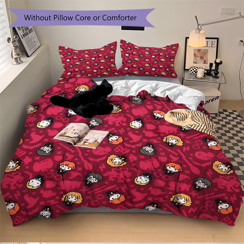 3pcs Harry Potter Characters Bedding Set, Soft Polyester Duvet Cover and Pillowcases Machine Washable Seasons all suitable 76