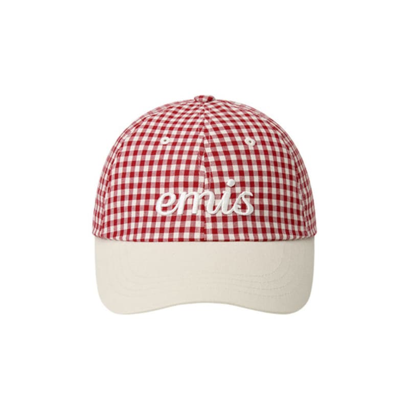 

EMIS GINGHAM CHECK BALL CAP-RED RED
