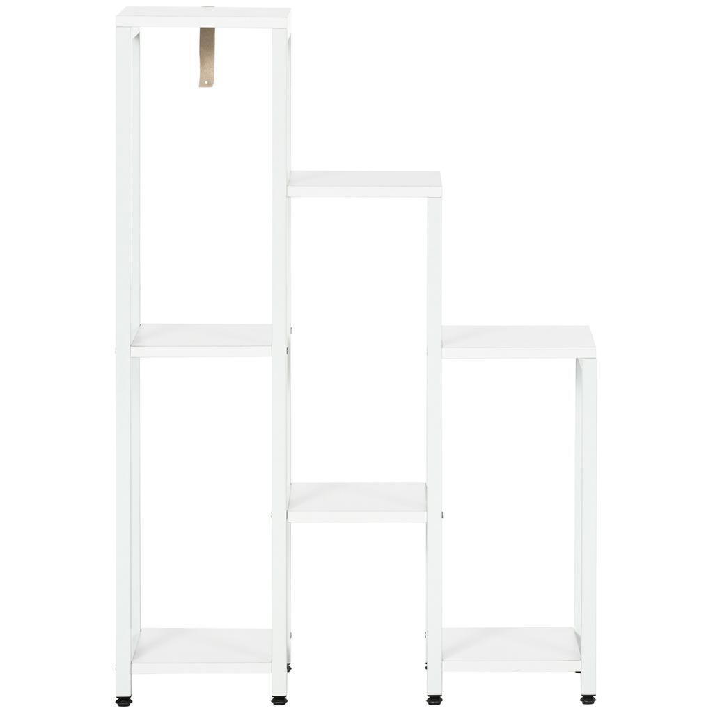 Supporto per Fiori, Supporto per Piante, 7 Livelli, per Aree Interne ed Esterne, Acciaio, Bianco, 65 x 23 x 94,5 cm