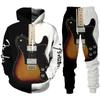 Rock Music Guitar 3D Print Hoodie/Suit Men's Tracksuit Casual Sweatshirts+Pants Set Hip Hop Streetwear Spring Autumn Clothing