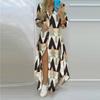 2026 Women's Stand-Up Collar Button Print Loose Long-Sleeve Irregular Dress