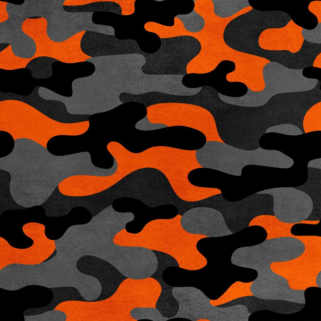 Royal Samt Stoff Polyester Zum Nähen - Motiv Orange Camouflage