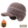 New Outdoor Winter Plush Knit Baseball Cap Men Fashionable Dad Hat With Ear Protection
