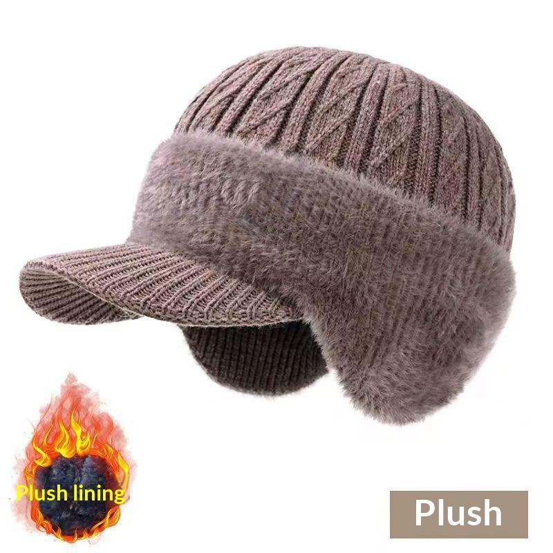 

New Outdoor Winter Hat Plush Knit Baseball Cap Fashionable Dad Hat With Ear Protection For Men хакі