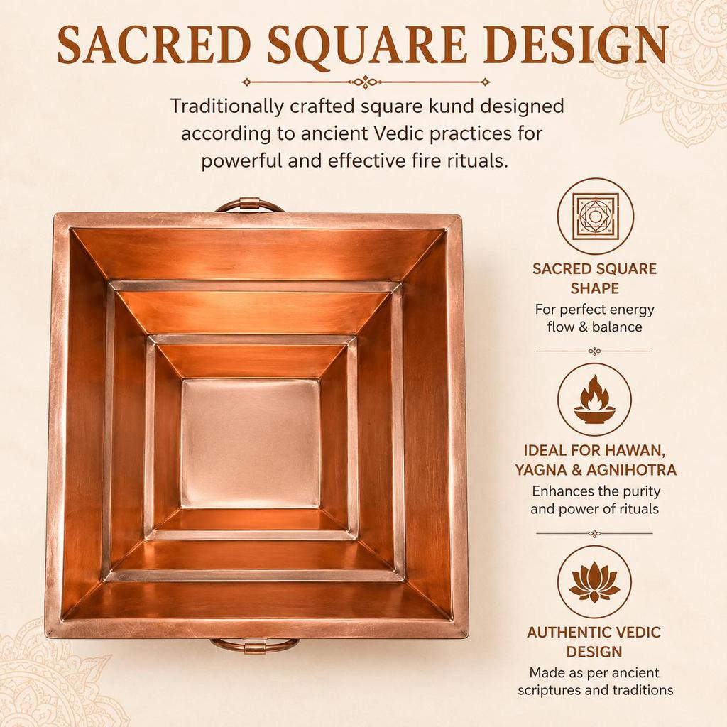 Copper Hawan Kund Yagna Agnihotra Agni Kund 12" X 12"// 1 Piece//Excellent Export quality