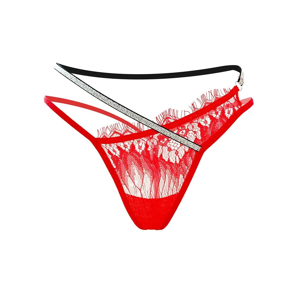 Sexy Lace Thong Women Butterfly Low Waist Panties G Strings Transparent Mesh Briefs Adjustable Waist Panties Culotte Femme