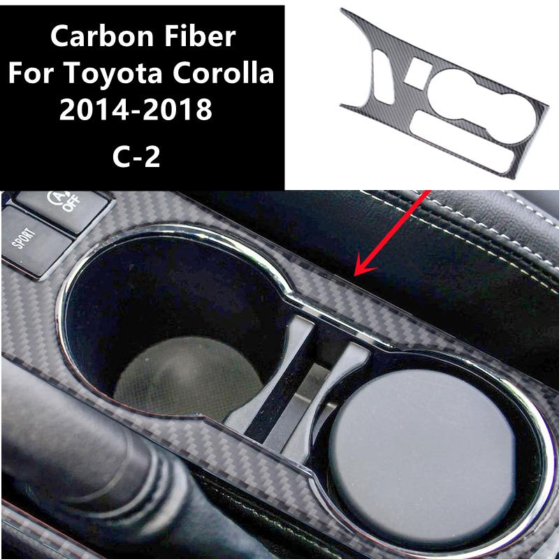 Carbon Fiber Car Interior Cup Holder Gearbox Panel Cover Trim Decal Stickers For Toyota Corolla 2014-18 Auto Inner