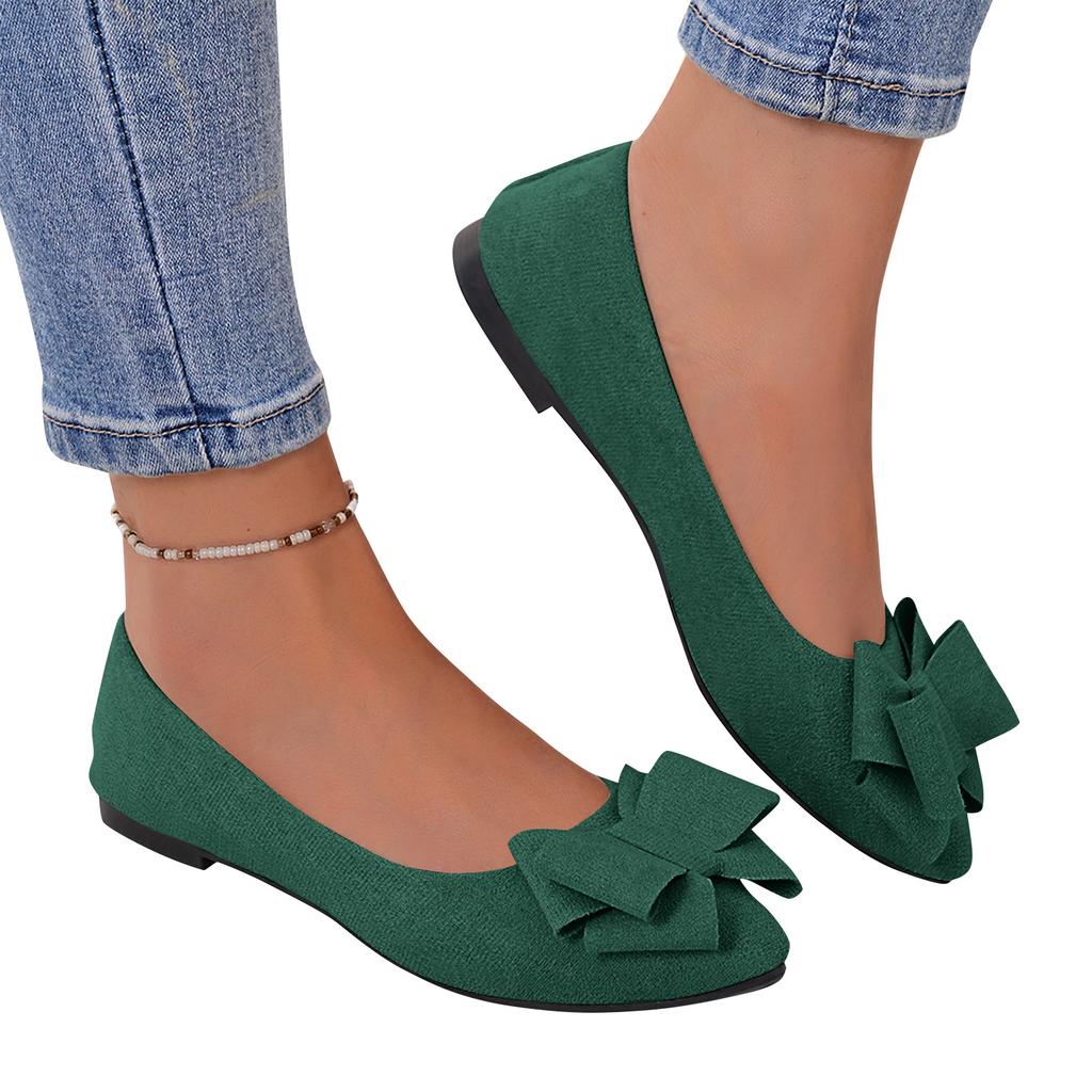 Women Bow Detail Pointed Toe Ballet Flats Slip On Low Heel Comfortable Casual Shoes for Daily Wear
