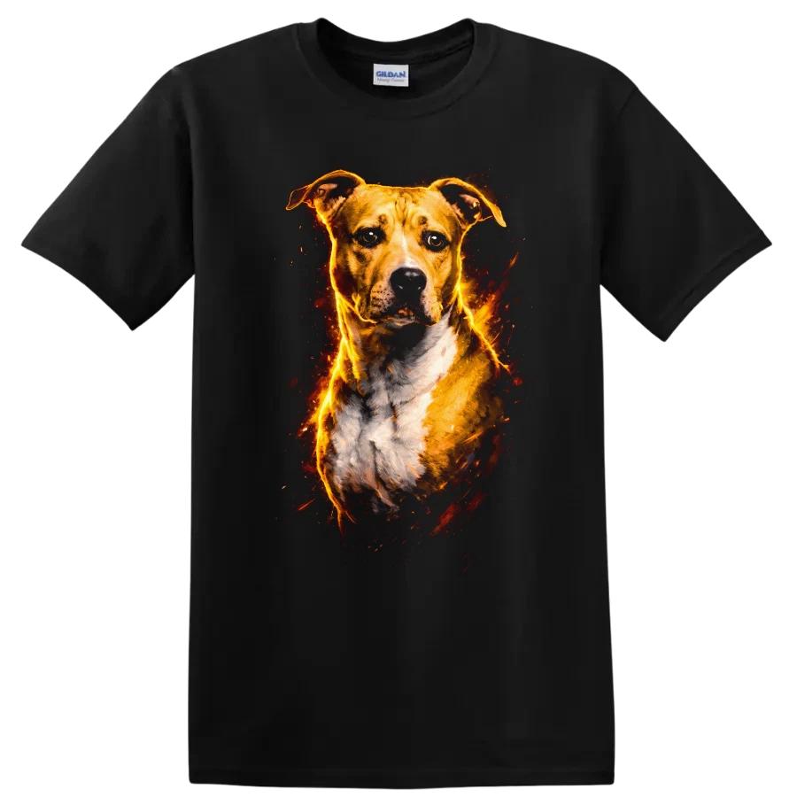 Dog Portrait T Shirt Artistic Illustration of Dog Breed Fire Effects Tee