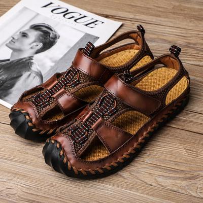 Men Sandals Genuine Leather Sandals Summer Casual Shoes Men's Roman Beach Sandals