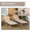 Folding Sun Lounger Set of 2 with Canopy, Reclining Sunbed with 4-Position Adjustable Backrest, 600D Oxford Cloth