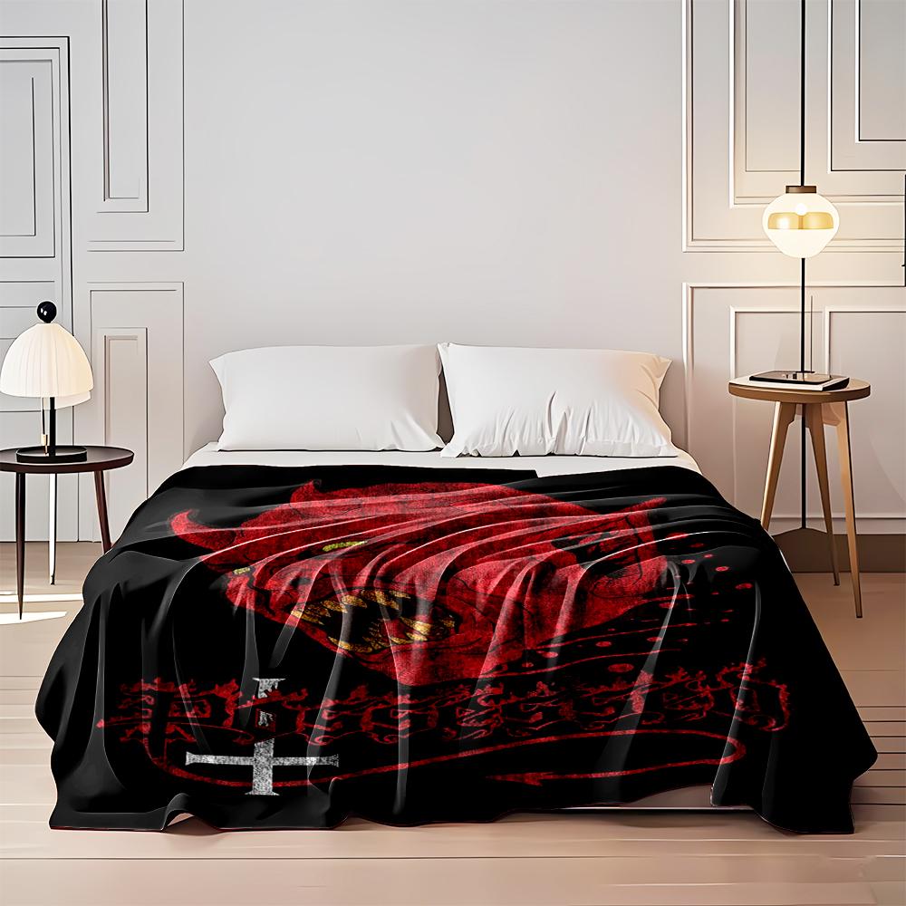 Red Demonic Head and "Possessed" Text Design Flannel blanket for bedroom, living room, sofa, and nap sofas.
