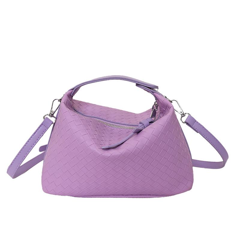 

New foreign style fashion niche handbag large capacity bag woven dumpling soft bag shoulder messenger bag women s bag 15*23*11*13 фиолетовый