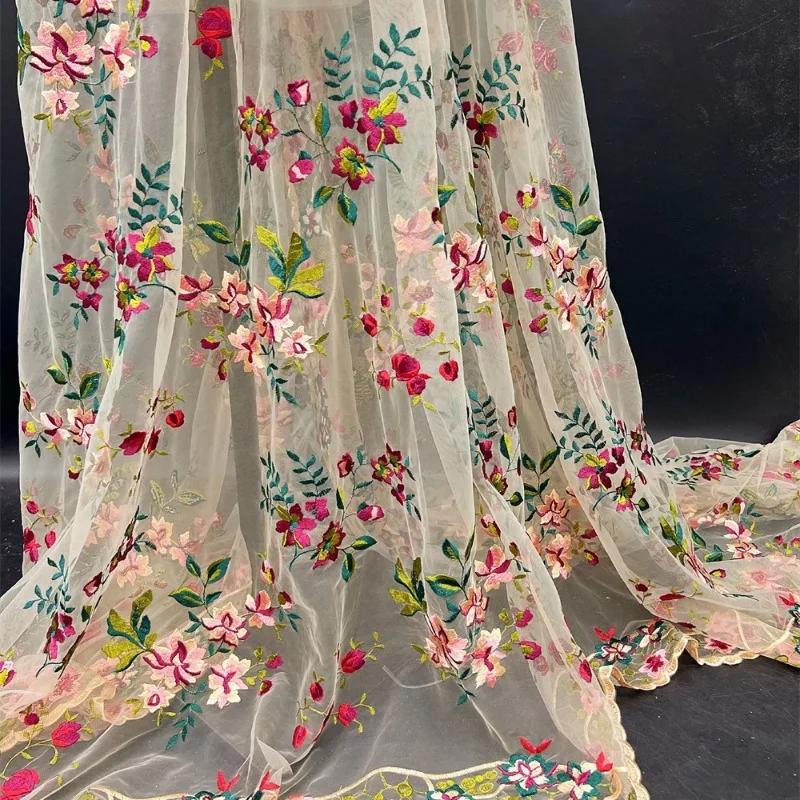 1/3yard Flower Embroidery Lace Fabric Soft Women Wedding Dress For DIY Handmade Sewing Lace Embroidery Fabric Crafts