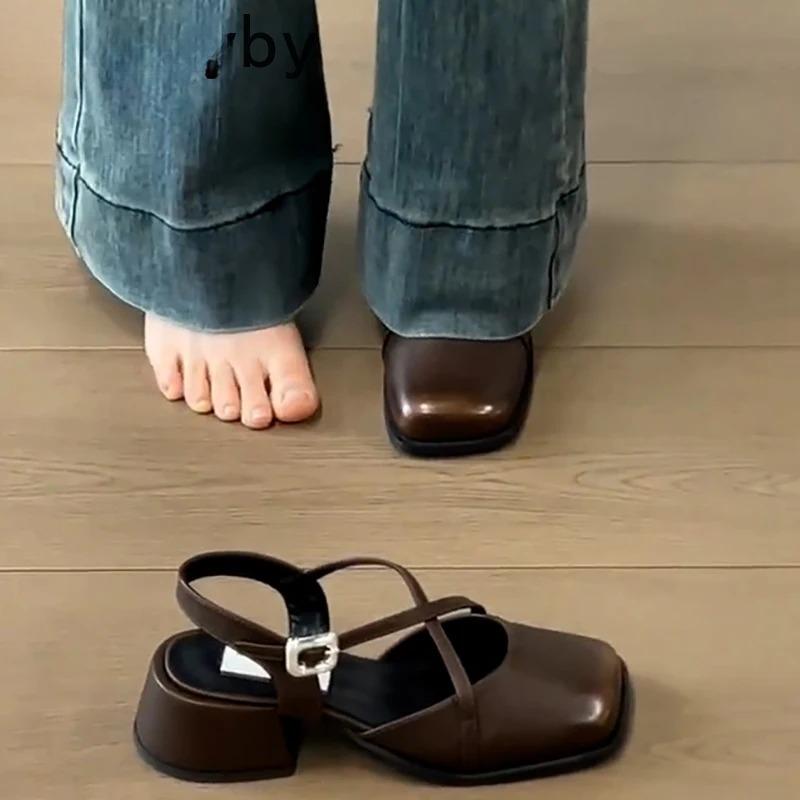 Mote Dames Mellomhælede Pumps Designer Dames Mary Jane Sko Mote Kryssspenne Singbacks Sko 2025 Vår Dame Tykkhælede Sko